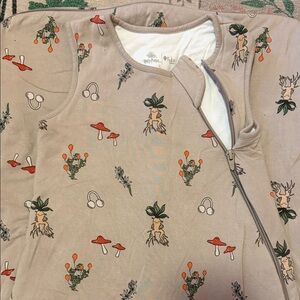 Kyte BABY Tan Sleep Sack with Mushroom and Plant Design